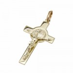 Pendentif croix de Saint Benoit or 14k