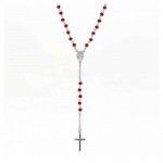 collier chapelet Amen cristaux corail rhodie