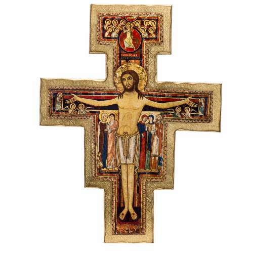 crucifix san damiano imprimé sur bois