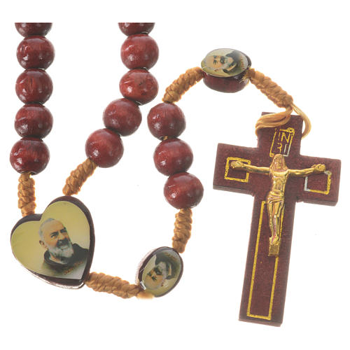 Chapelet Padre Pio et Christ Misericordieux bois