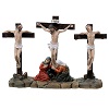 Crucifixion de Jésus scène 3 pcs résine peinte main 10 cm