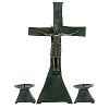 set dautel croix san zeno avec base et deux chandeliers