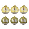 boule de noel vert pistache brillant transparent avec dessins 80 mm