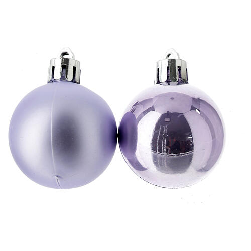 set 26 boules de noel couleur glycine plastique recycle 40 mm