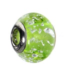 charm vert tachete pour bracelet verre de murano et argent 925