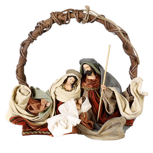 couronne a suspendre diam. 28 cm nativite 12 cm holy earth