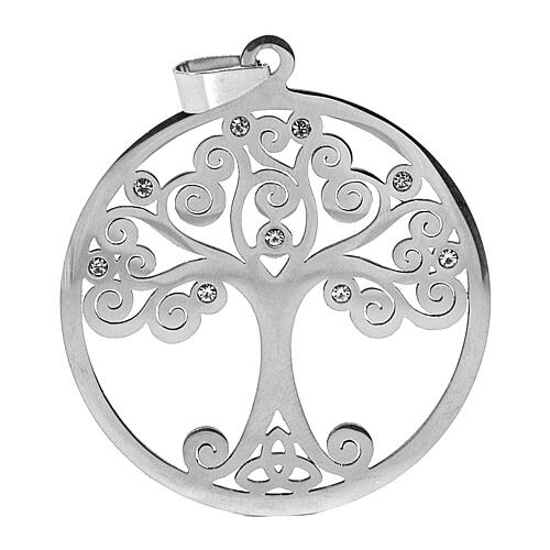 Pendentif argent Arbre de vie 5 cm strass zamak