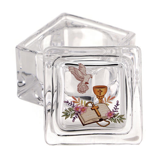 Remerciement Communion boîte en verre 5x5x5 cm