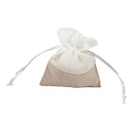 Sachet remerciement bicolore blanc beige 12x10 cm