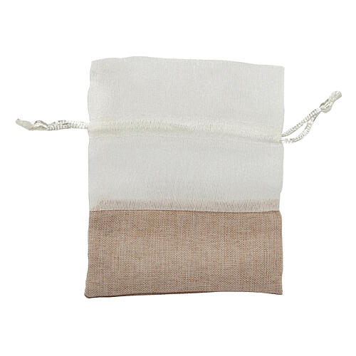 Sachet remerciement bicolore blanc beige 12x10 cm